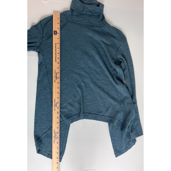 Free People We The Free Split Back Turtleneck Long Sleeve Top Teal Blue Size XS - Picture 6 of 7